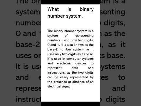 What is binary number system