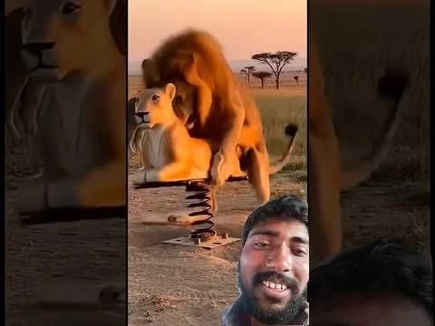 Löwe schwingt an einer Schaukel #horror#animals#horrorpodcast#shorts