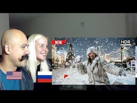 American Russian Wife Reacts to HEAVY SNOWFALL IN MOSCOW Winter Walk in Russia • Christmas