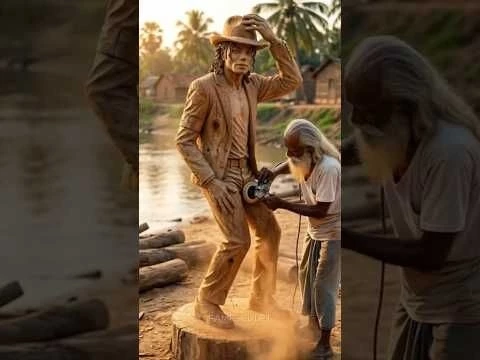 Pop Legend Michael Jackson Sculpture Reveal ✨| مايكل جاكسون #michaeljackson #woodscraft #foryou